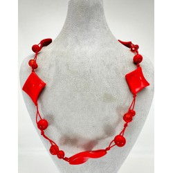 Kırmızı Boncuklu Taşlı Kolye